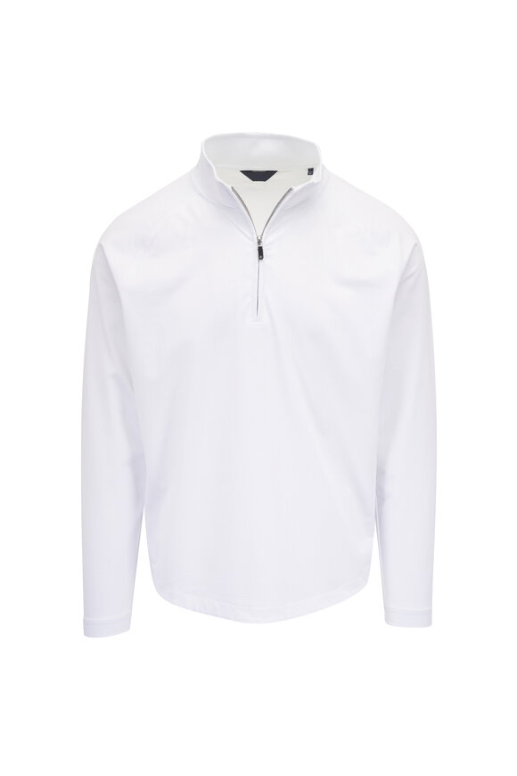 Deke White Links Jacquard Quarter Zip Pullover