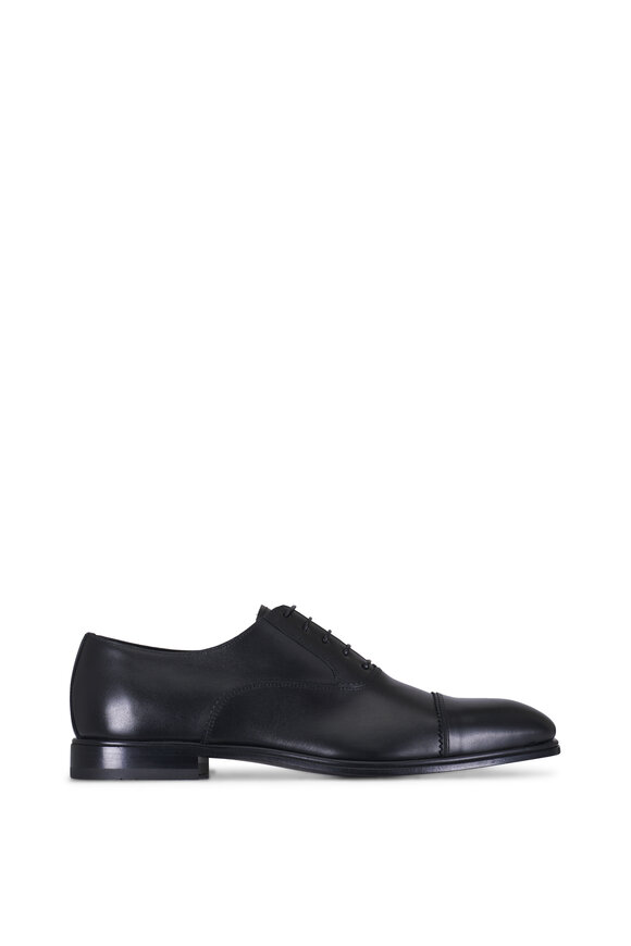 Ferragamo - Black Leather Lace Up Dress Shoe