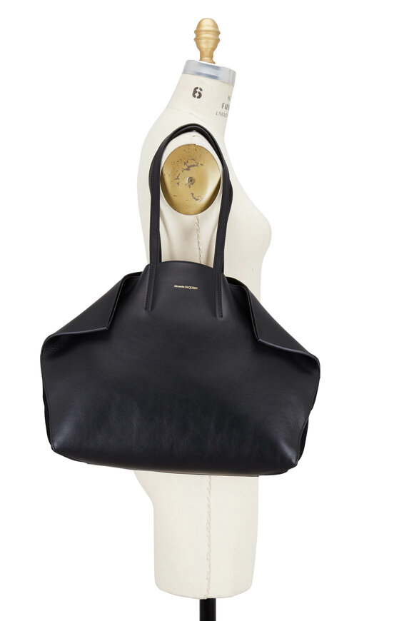 McQueen - Butterfly Black Leather East-West Medium Tote