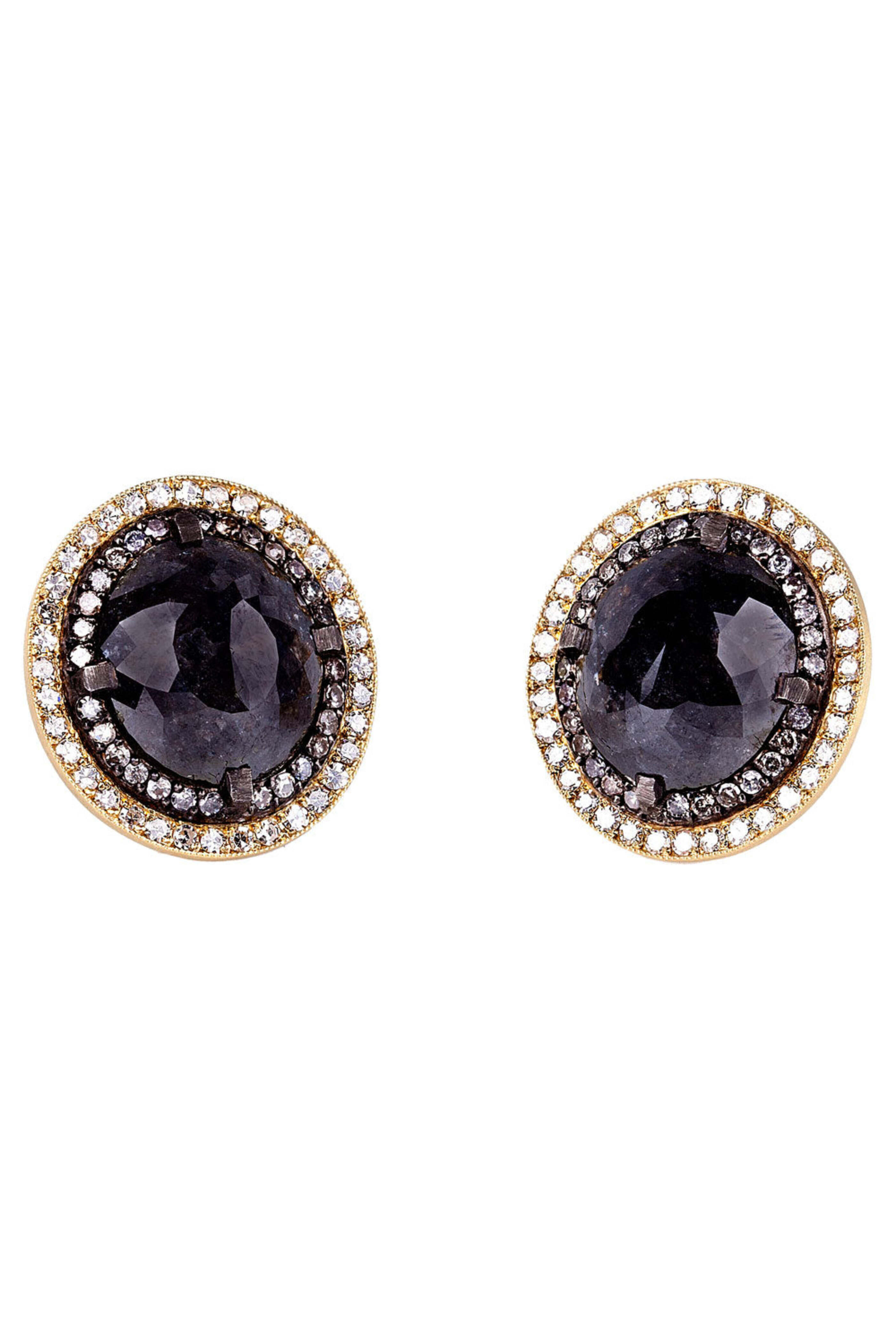Sylva & Cie - Rough Cut Diamond Button Earrings