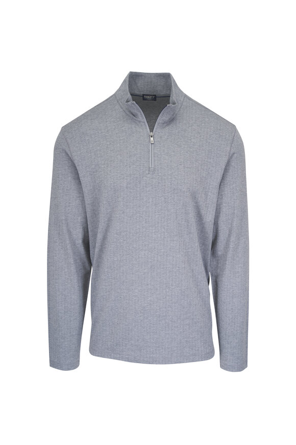 Faherty Brand Movement Gray Herringbone Quarter Zip - view 1
