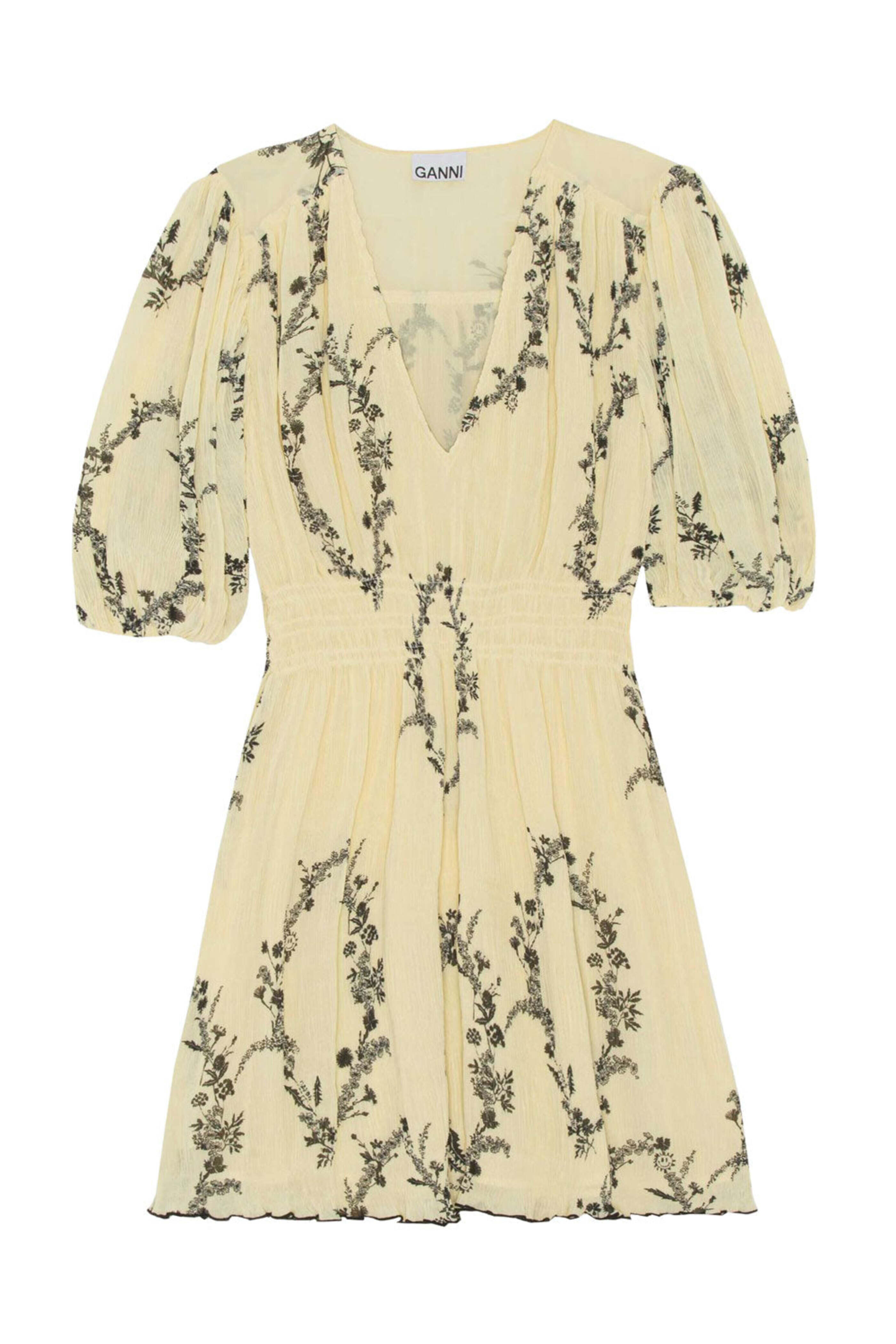 pleated georgette mini dress Tan Pleated Georgette Mini Dress  self-portrait-US