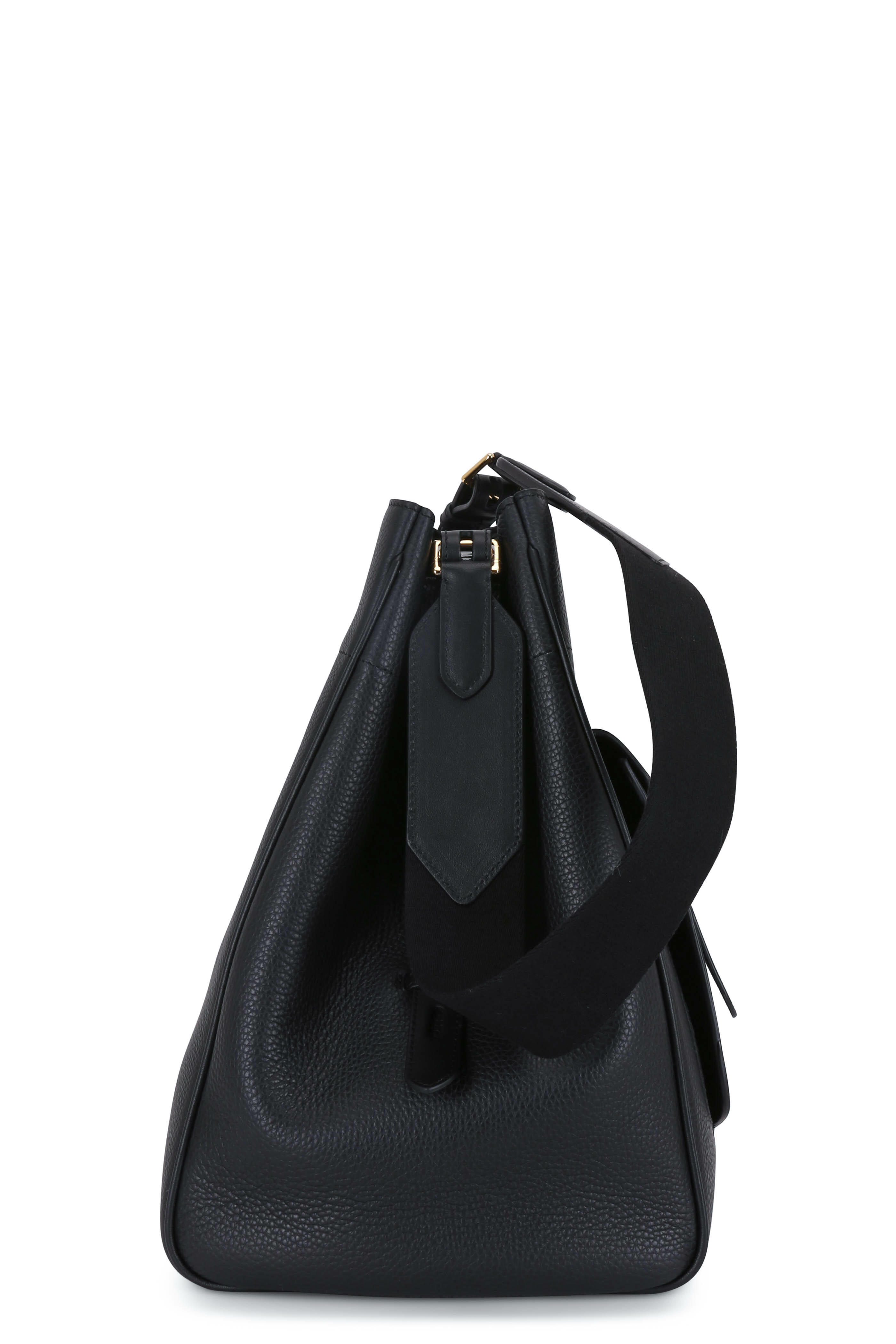 Tom Ford - Black Grained Leather Medium Hobo Bag