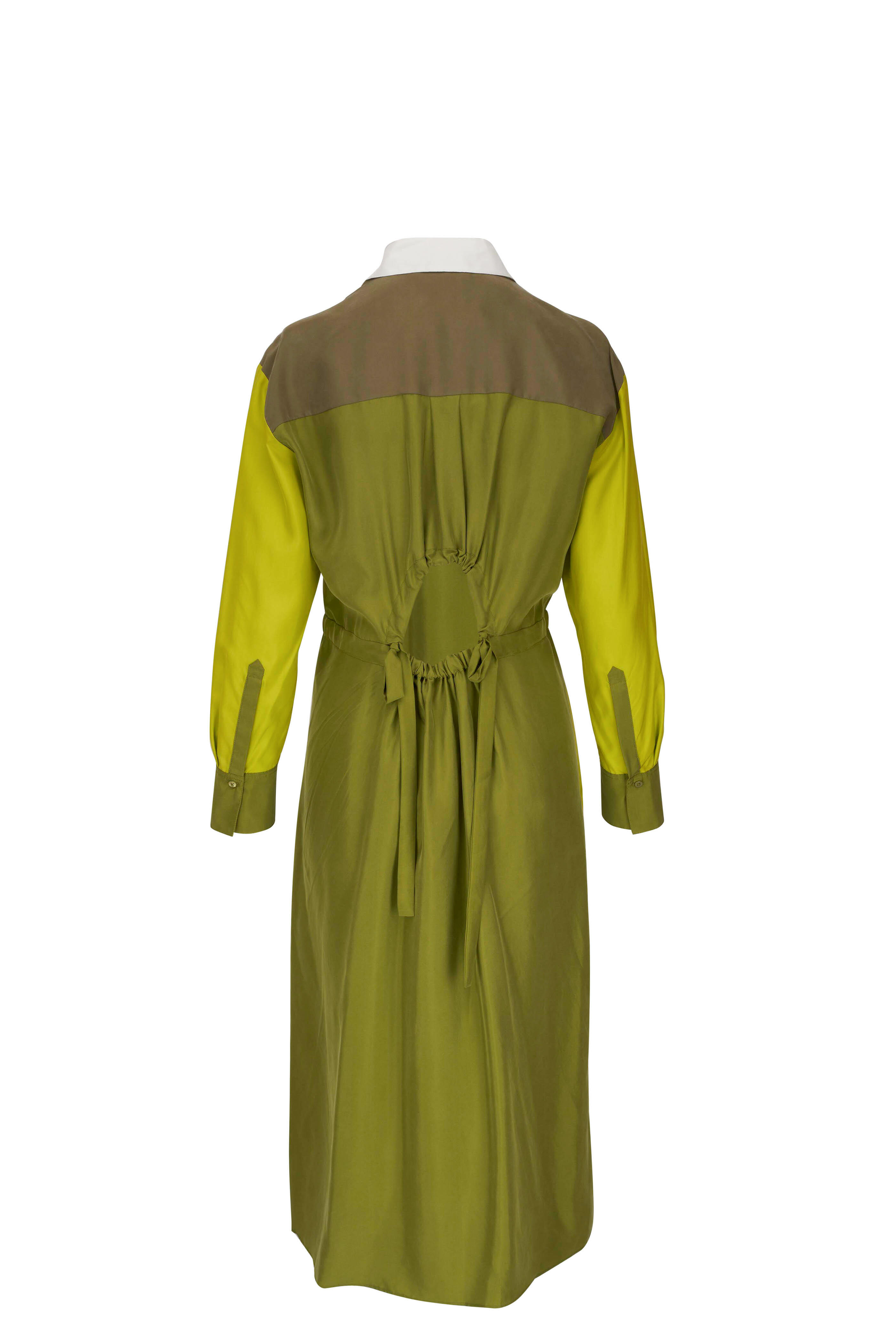 Dorothee Schumacher - Heritage Ease Green Mix Silk Shirtdress