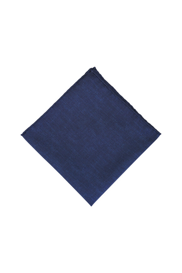 Paolo Albizzati Solid Denim Cotton & Silk Pocket Square - view 2