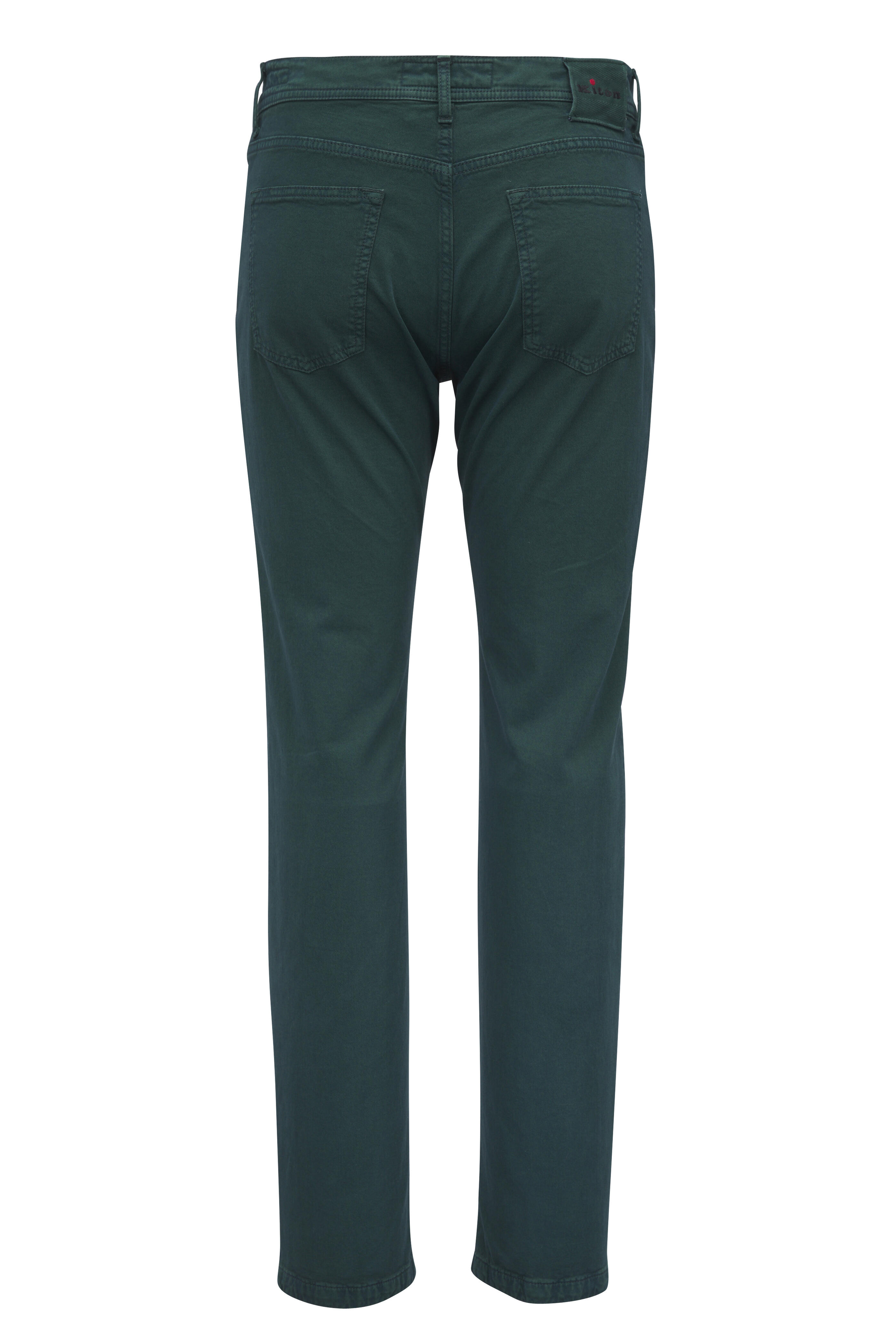Kiton - Green Cotton & Cashmere Five Pocket Pant