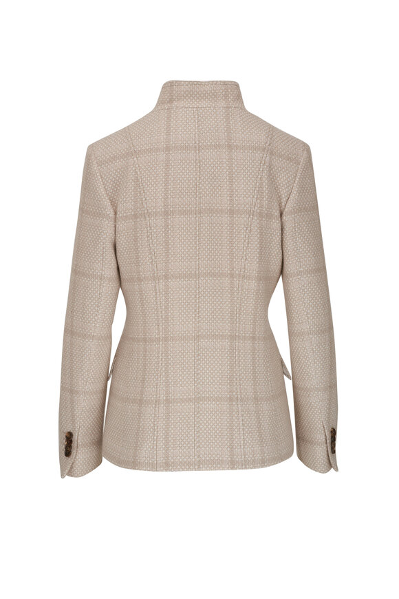 Kiton - Beige & White Exploded Check Cashmere Blend Jacket