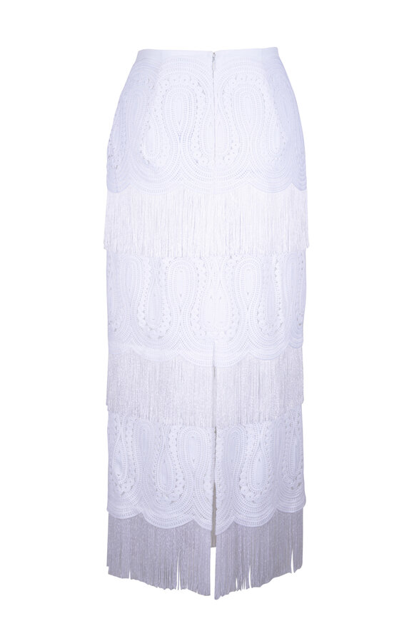 Lela Rose - Ivory Lace Fringe Pencil Skirt