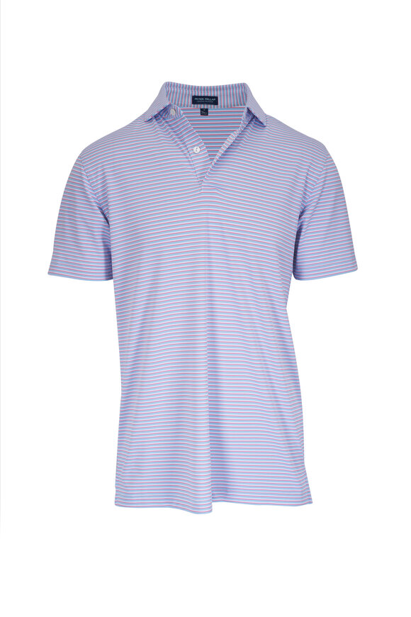 Peter Millar Tempo Blue Stripe Performance Mesh Polo