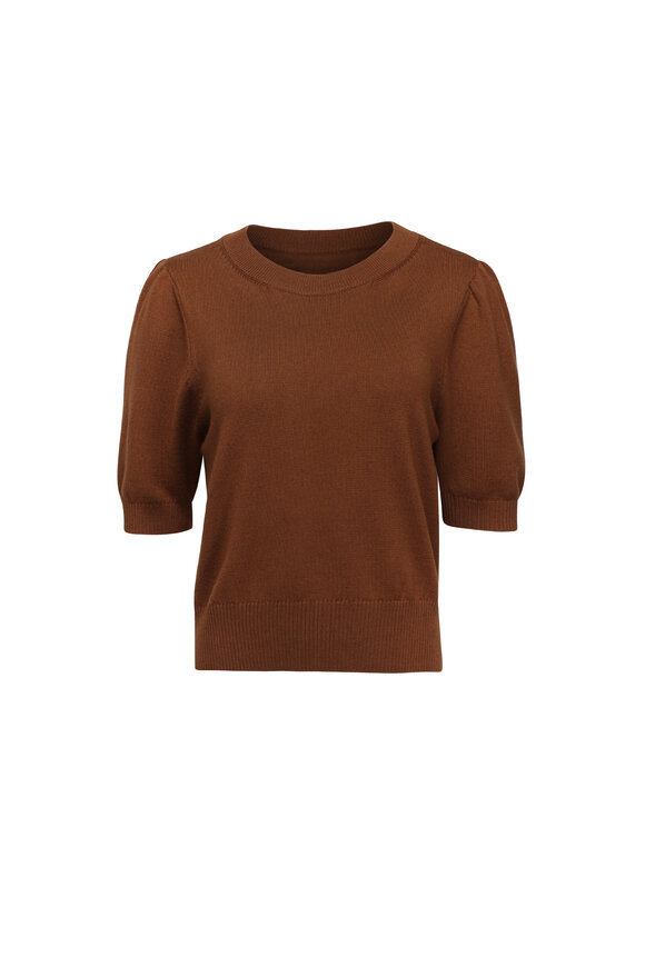 Oscar de la Renta Cognac Crewneck Pullover