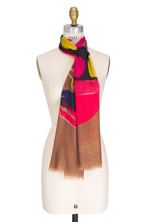 Akris Vicuna Rooster Print Scarf