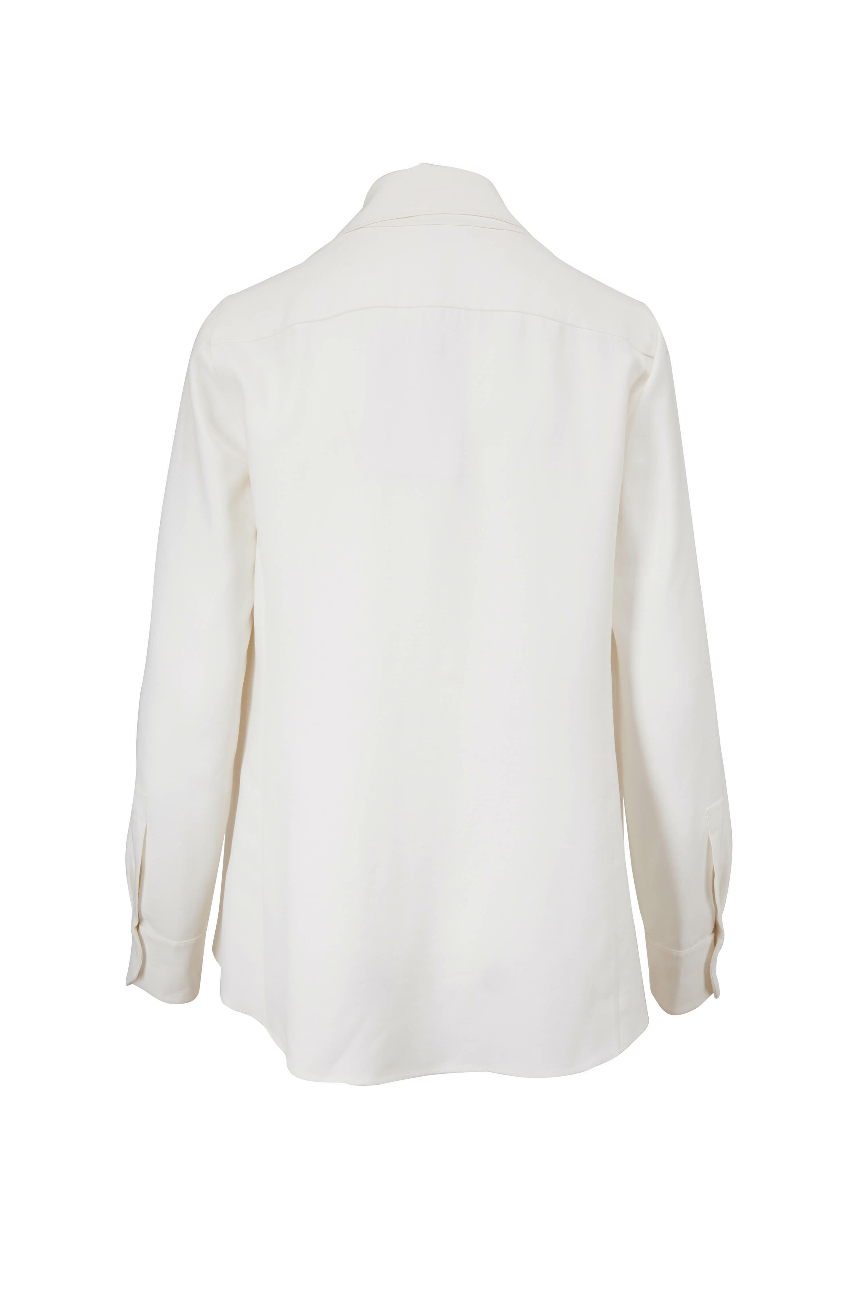 Akris - White Open Blouse Jacket With Detachable Scarf