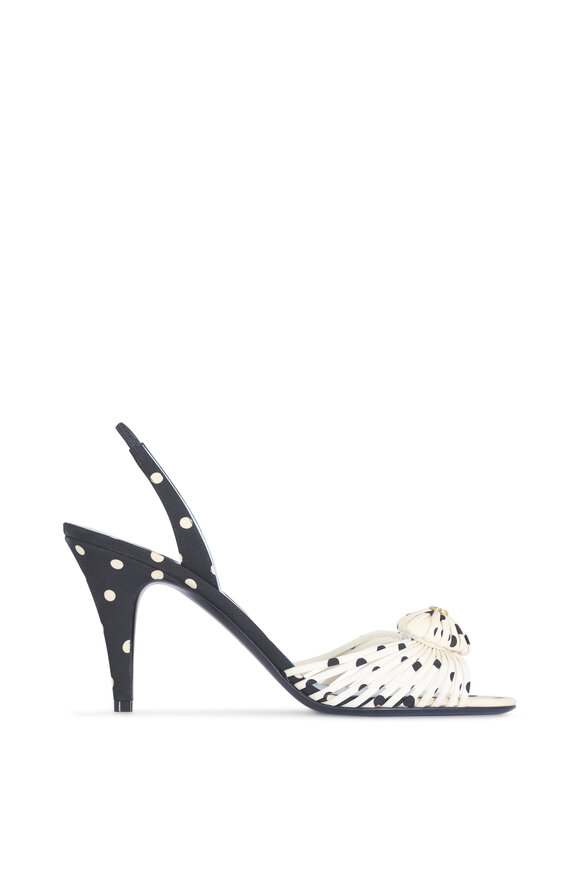 Valentino Garavani Coeur Royal Black & White Dot Sandal, 85mm - view 2