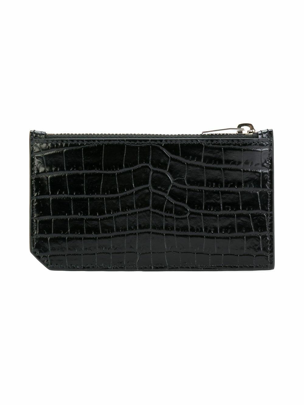 Saint Laurent Women's Black & Glitter Embossed Leather Envelope Wallet | by Mitchell Stores