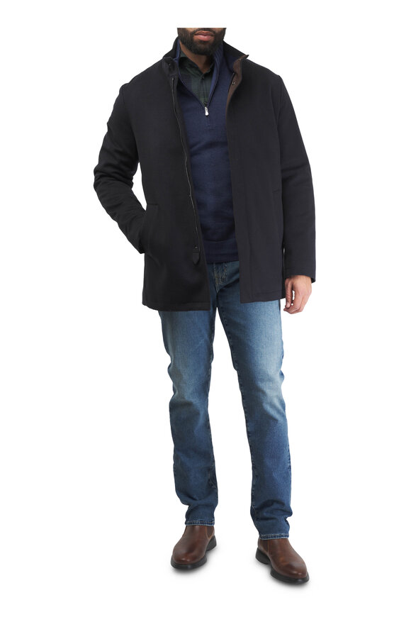 Maurizio Baldassari - Icons Navy Blue Wool & Cashmere Car Coat