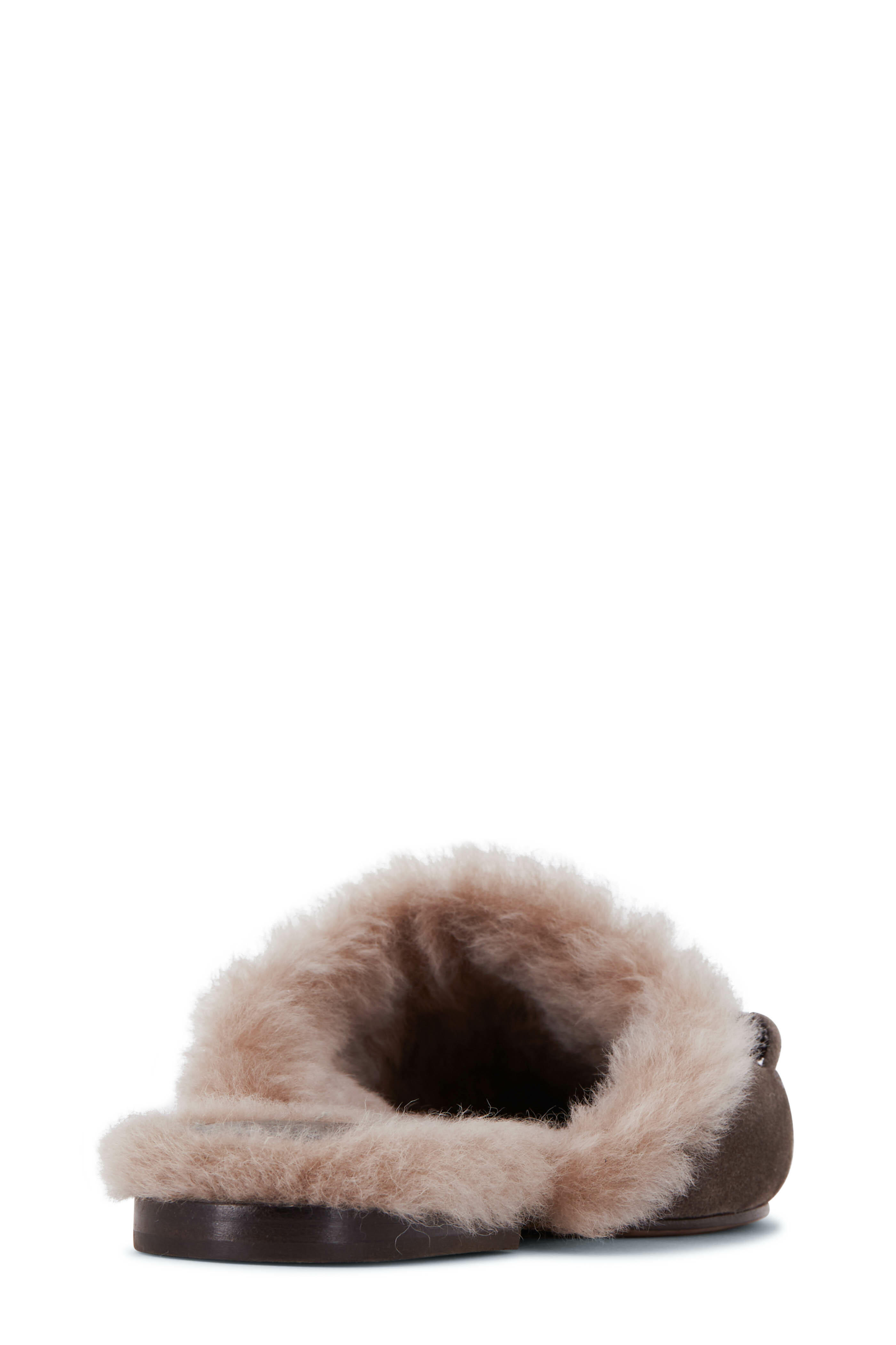 Brunello Cucinelli - Dark Gray Shearling Monili Flat