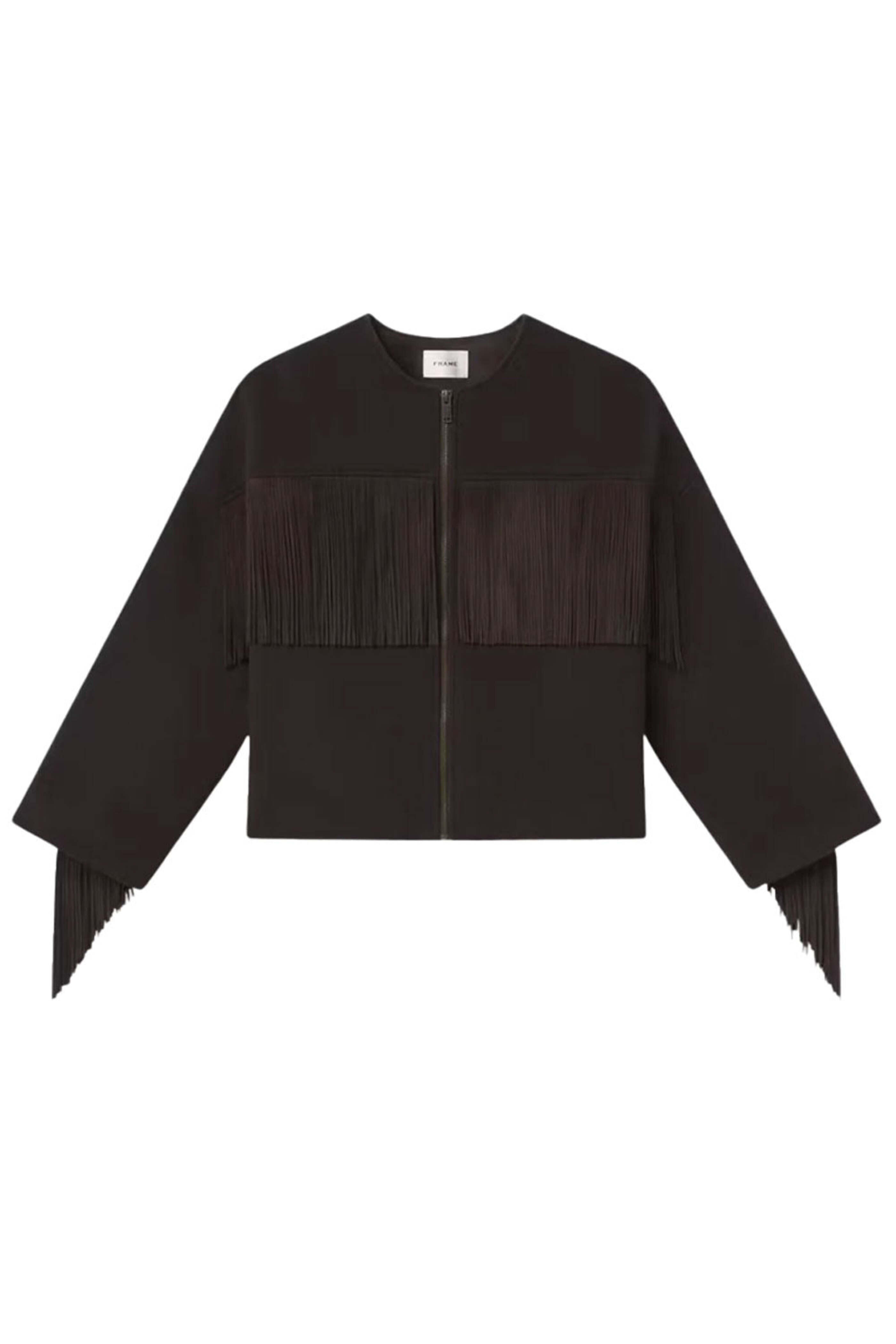 Frame - Chocolate Brown Mix Suede Fringe Coat