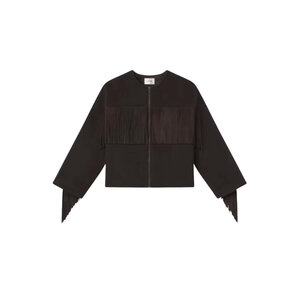 【ハンドメイド】タッセルジャケット Frame - Chocolate Brown Mix Suede Fringe Coat | Mitchell Stores