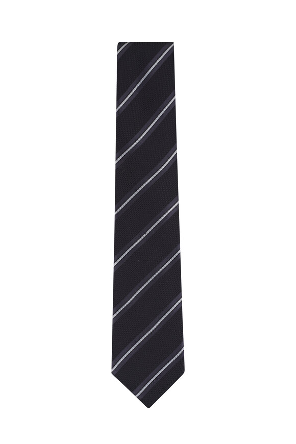 アクセサリーその他 TOM FORD TIES Tom Ford Necktie Black Brown Silver Zig Zag Pattern - Linen