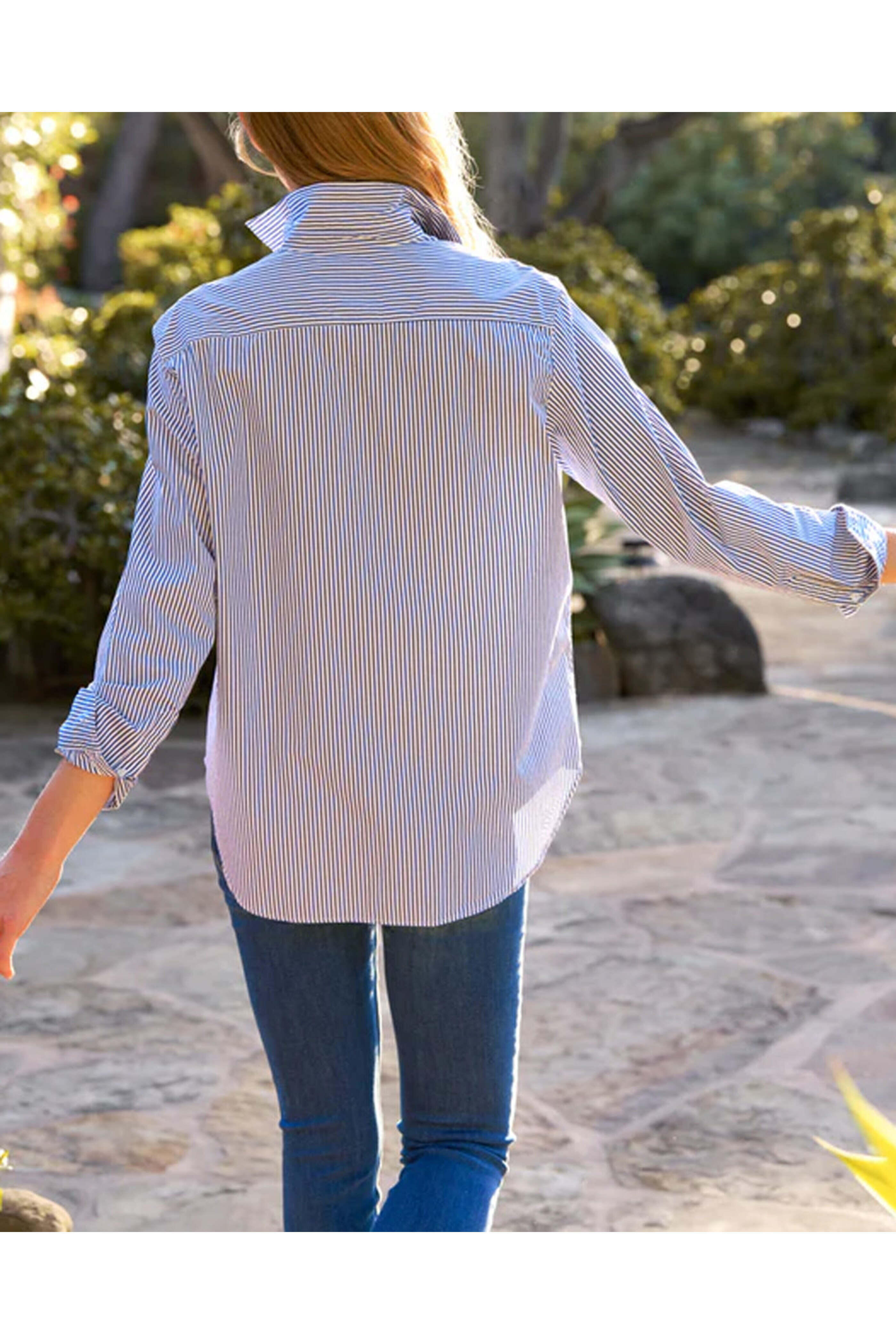 Frank & Eileen - Thin Navy Stripe Eileen Button Up Shirt