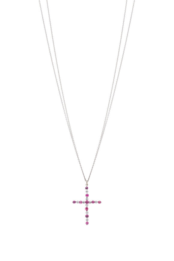 Renee Lewis Ruby & Diamond Cross Two Chain Necklace - view 1