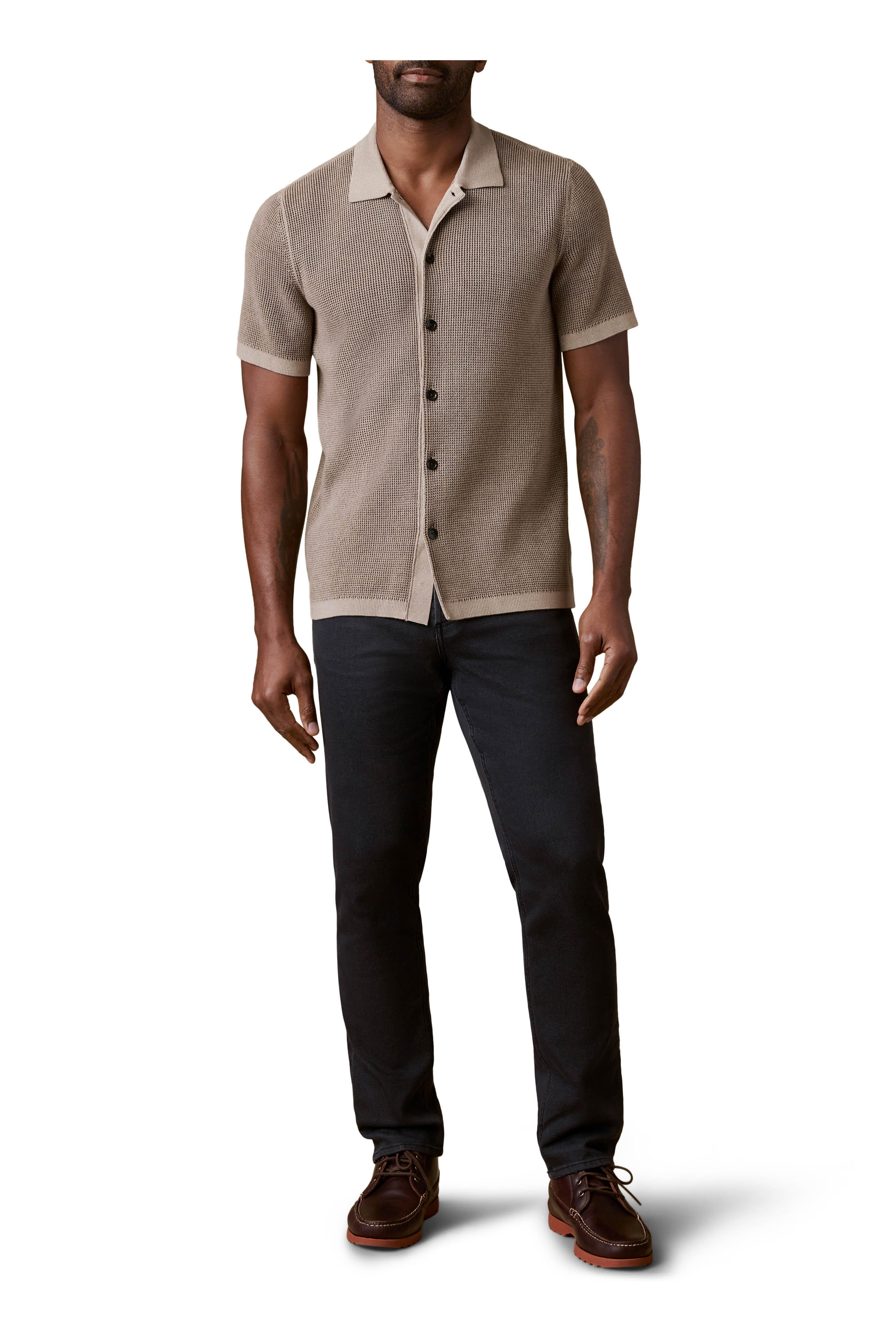 Faherty Brand - Sunwashed Island Brown Cotton Sweater Shirt - view 4