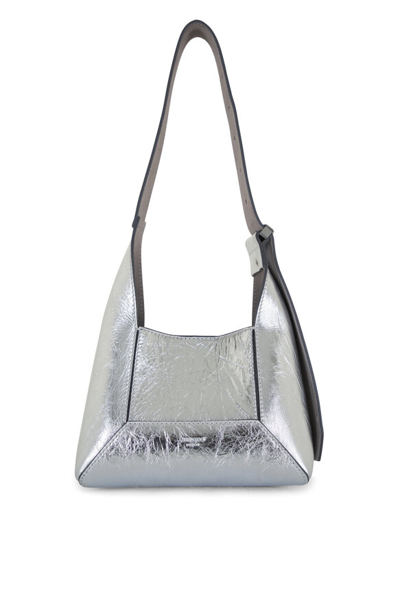 Jimmy Choo Diamond Silver Metallic Leather Hobo