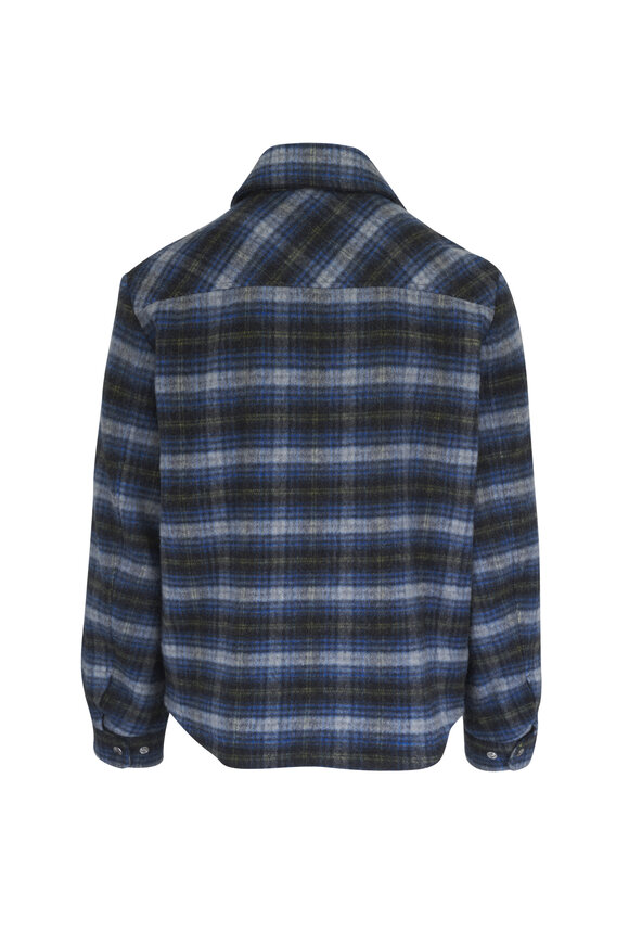 Moncler Blue Plaid Wool Overshirt - view 4