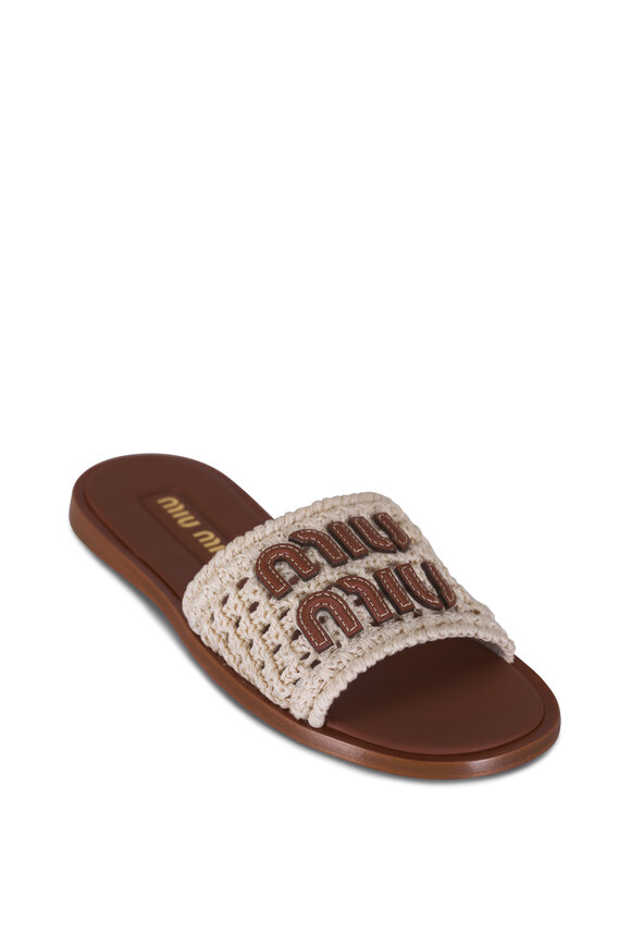 Miu Miu Ciabatte White Logo Crochet Slide