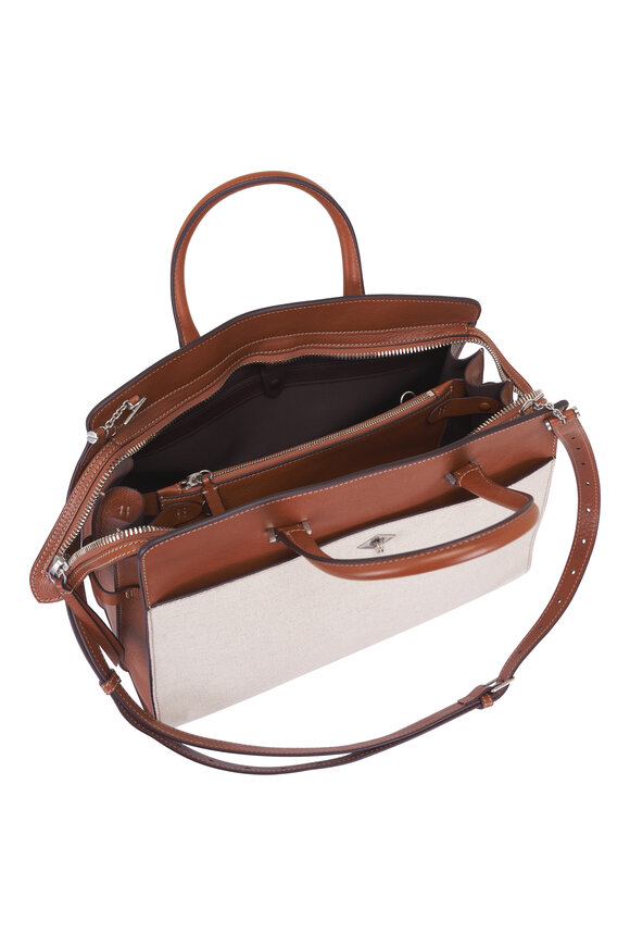 Métier Private Eye Natural Linen & Leather Satchel - view 5