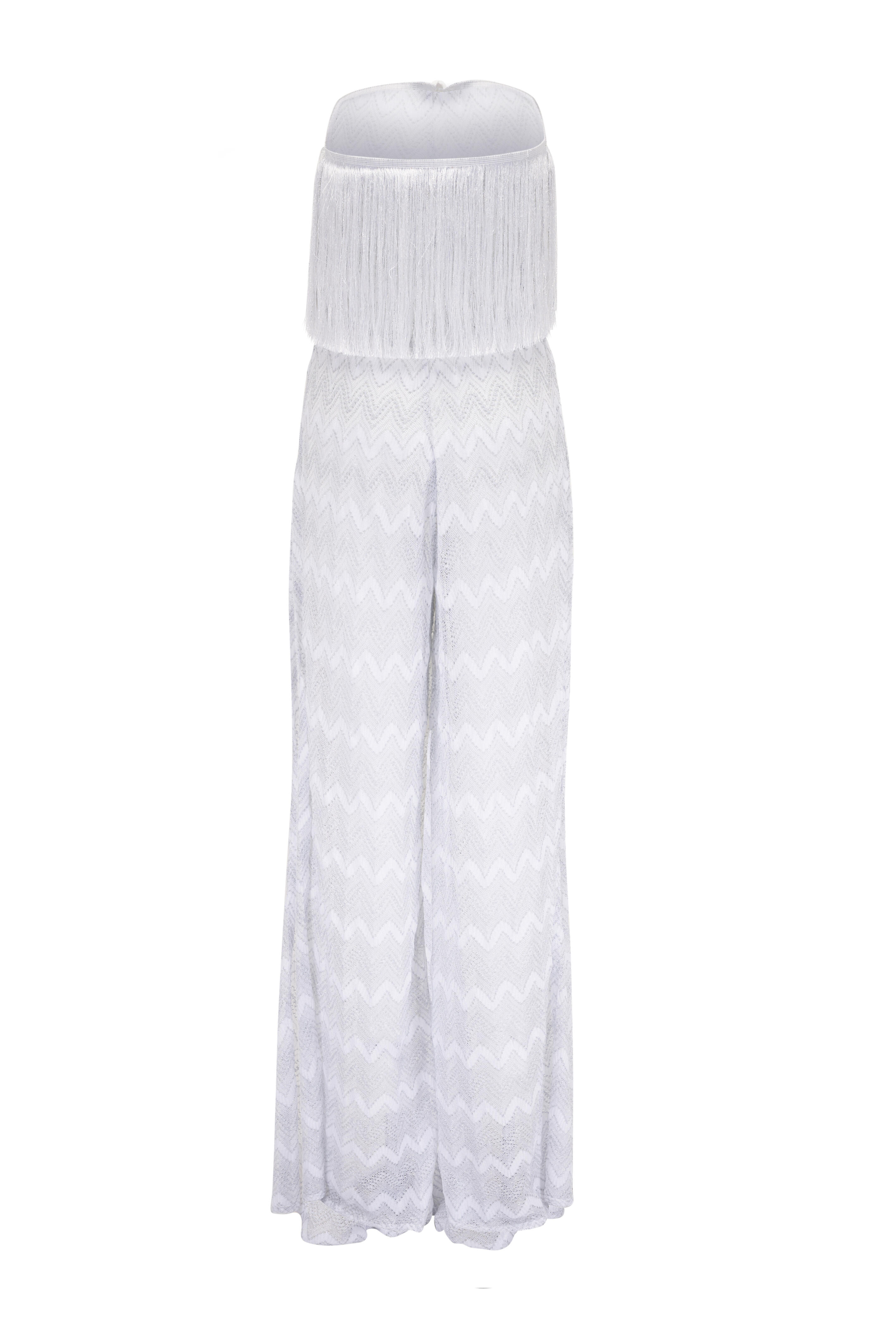 Missoni - Zigzag White Fringe Lamé Jumpsuit
