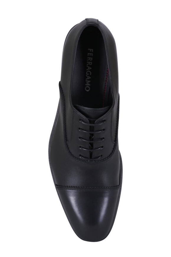 Ferragamo - Black Leather Lace Up Dress Shoe