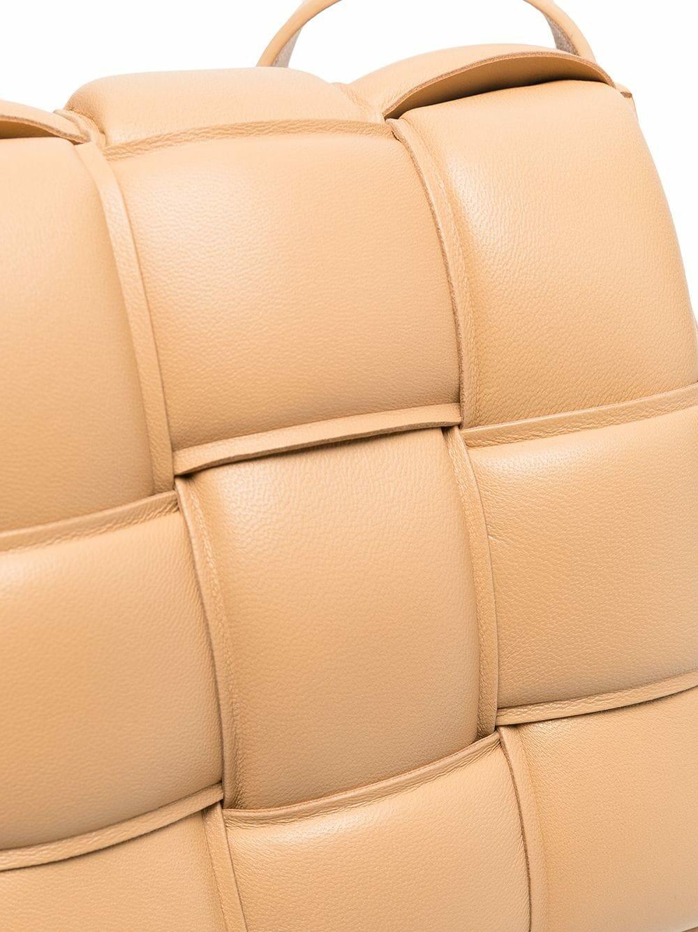 【BOTTEGA VENETA】Lambskin Leather Cassette Bag Almond Bottega Veneta - Cassette Almond Padded Woven Leather Bag