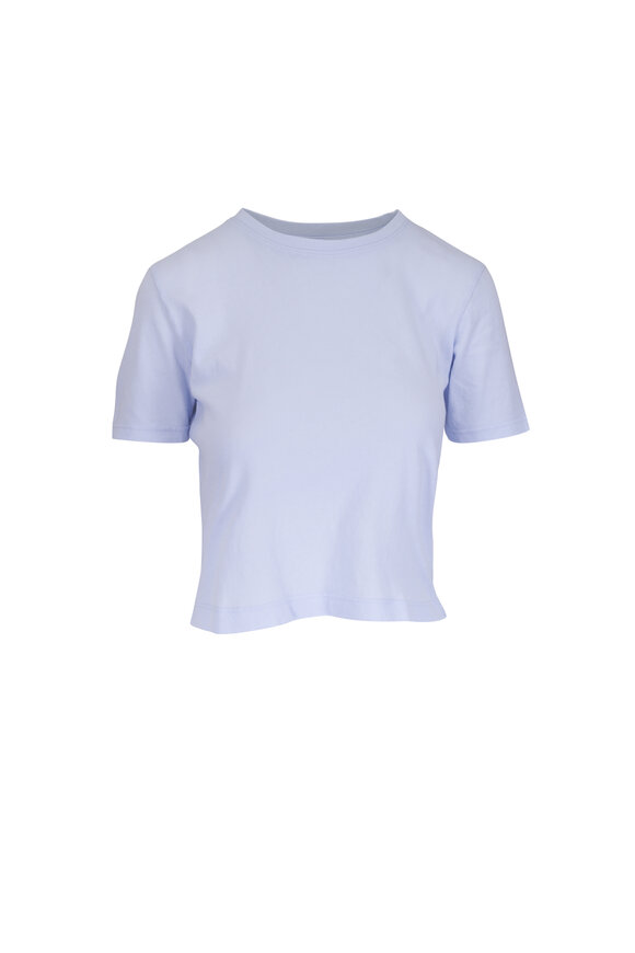 L'Agence Stormy Pale Blue Cotton Cropped T-Shirt - view 1