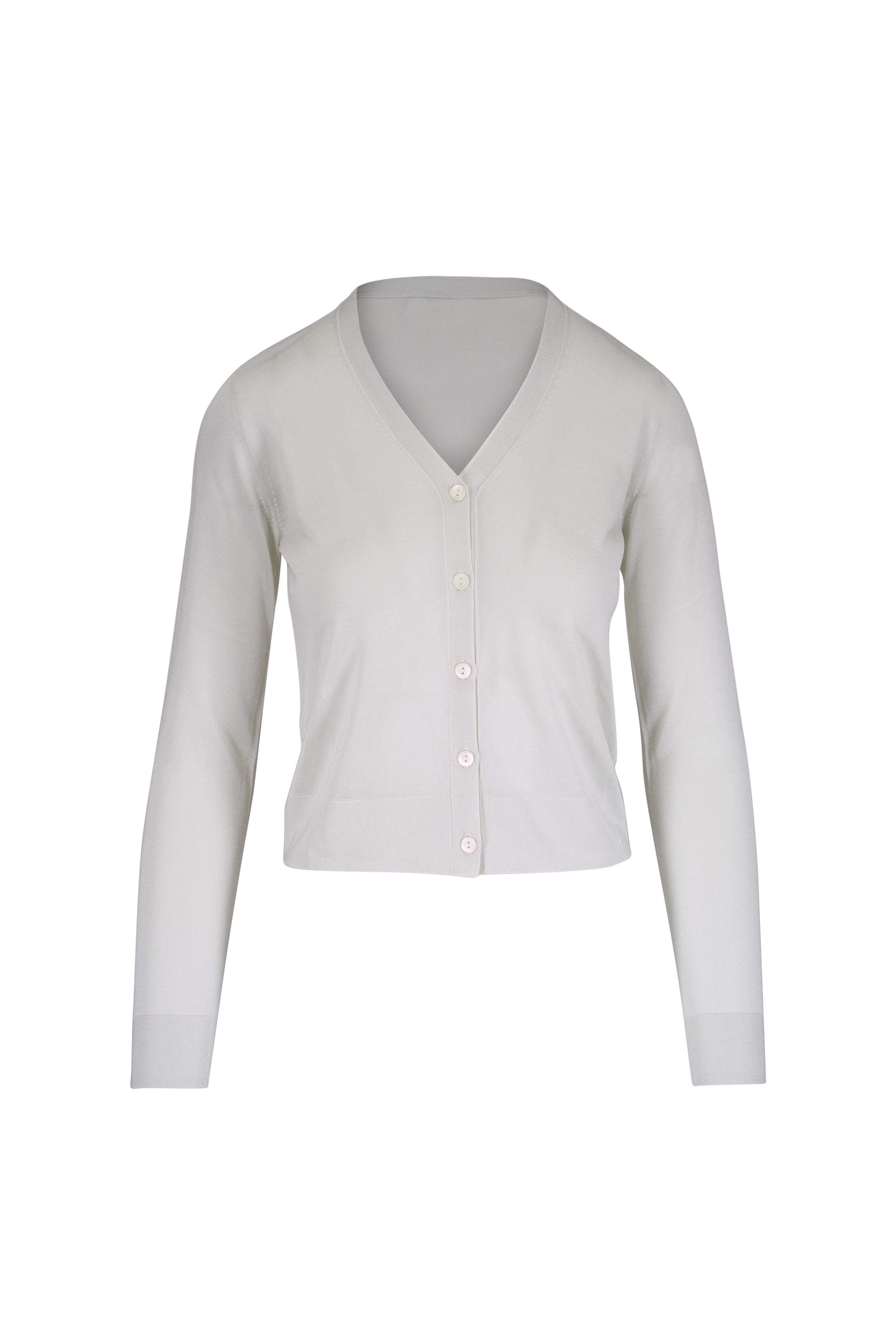 Kinross - Shimmer Oyster V-Neck Cardigan