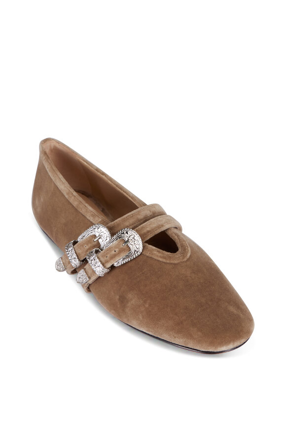 Le Monde Béryl Claudia Velvet & Cotton Ballet Flat - view 1