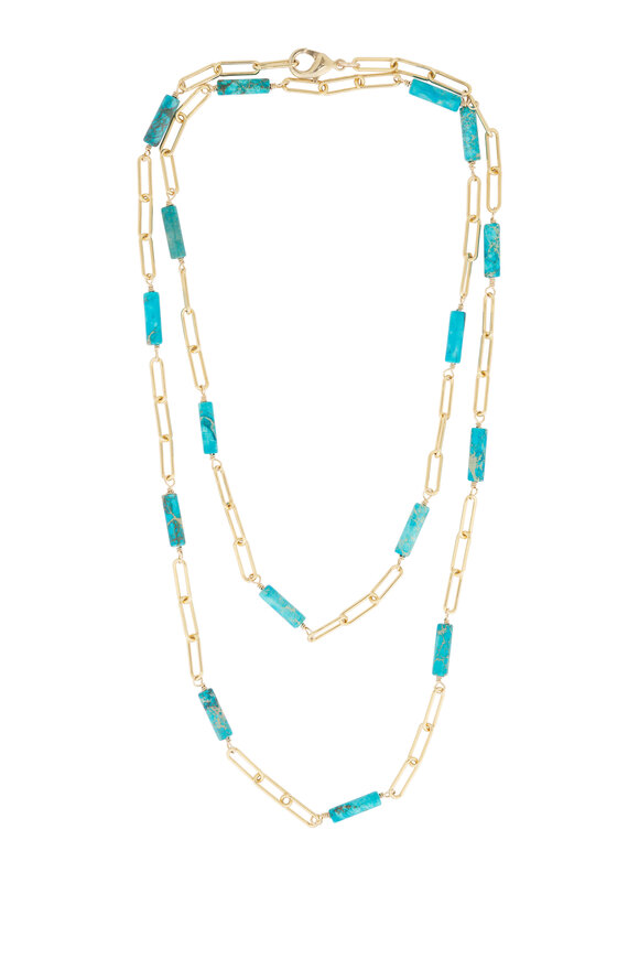 Cristina V. Turquoise Tube Polished Paperclip Necklace