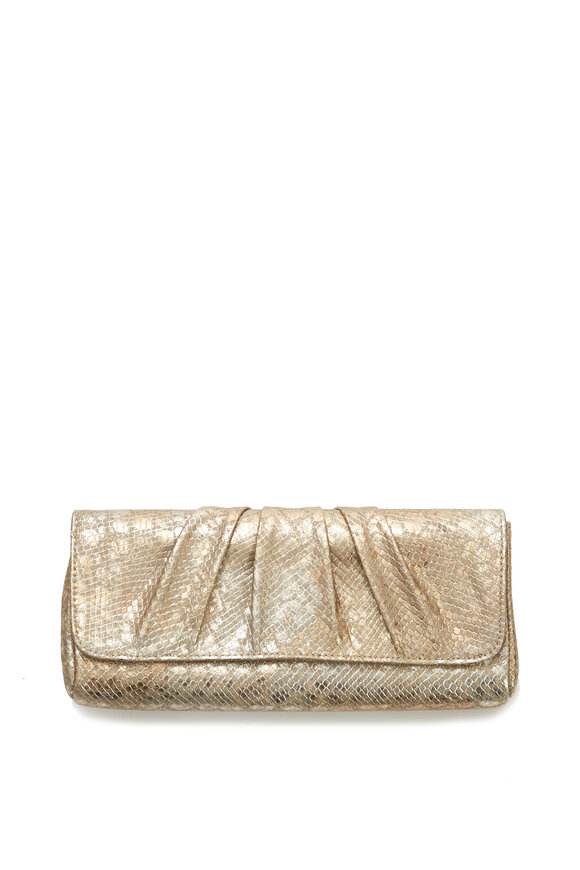 Lauren Merkin Caroline Metallic Champagne Snakeskin Clutch