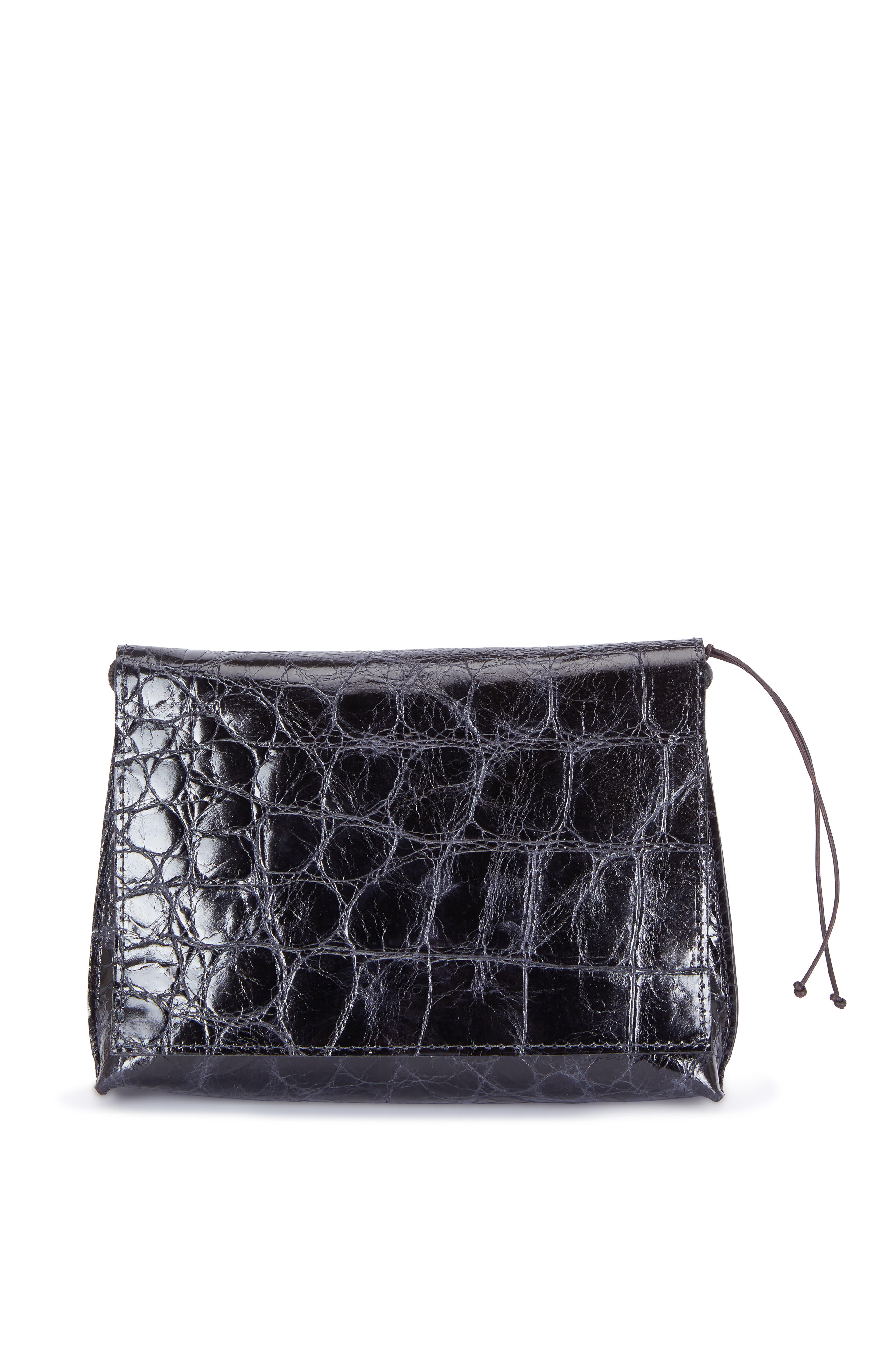 B May Bags - Raven Embossed Maxi Gator Strappy Foldover