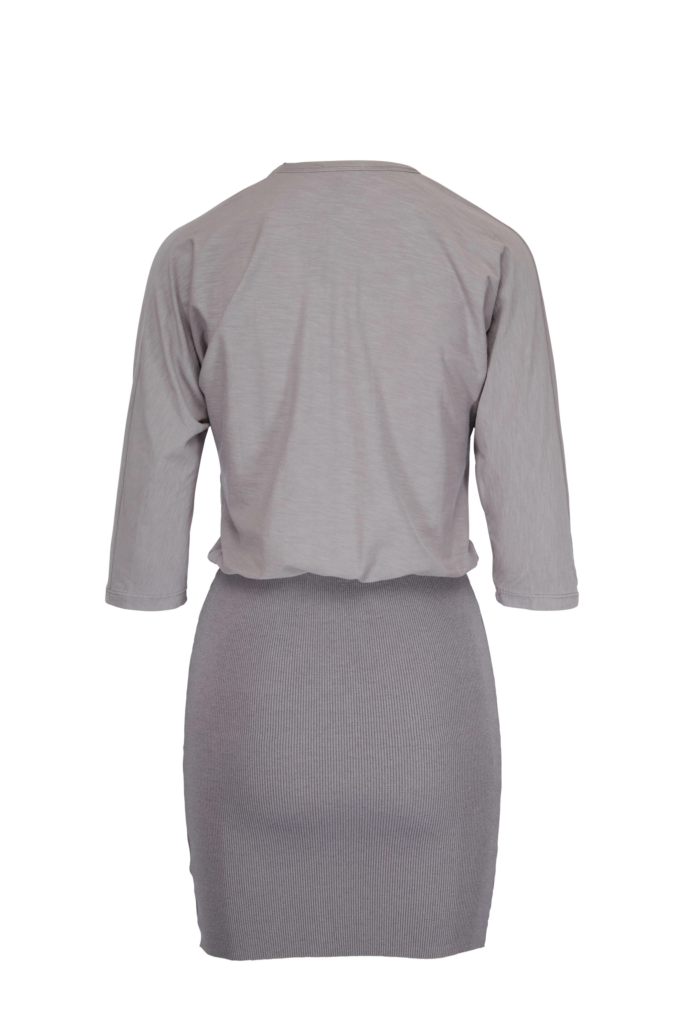 James Perse - Mixed Media Grey Blouson Dress