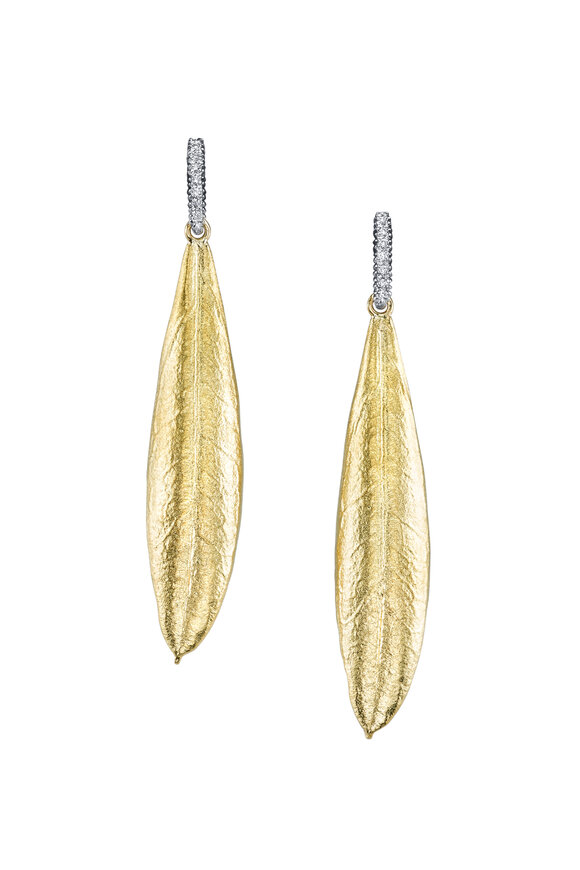 Aaron Henry Olive Leaf Diamond Bar Earrings - view 1