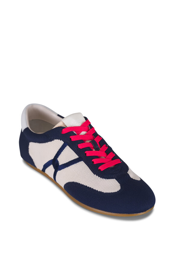 Veronica Beard Riviera Navy & Ecru Knit Sneaker