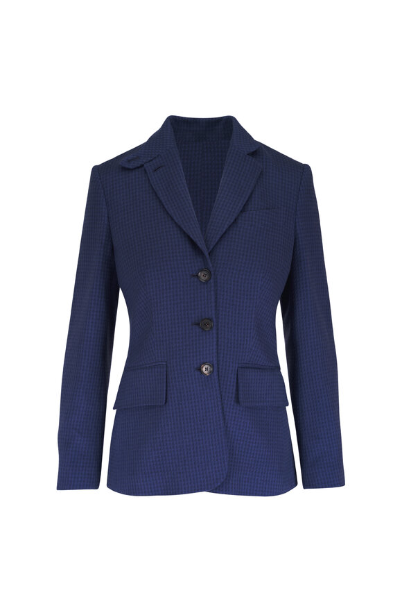 Kiton Blue Checkered Cashmere & Silk Jacket - view 1