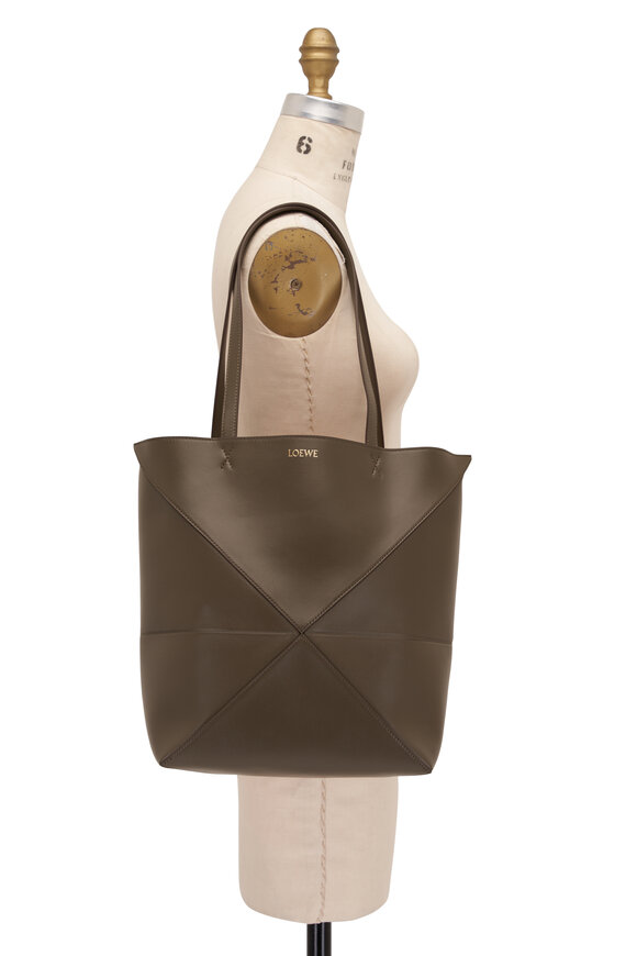 Loewe - Medium Puzzle Dark Khaki Green Leather Tote