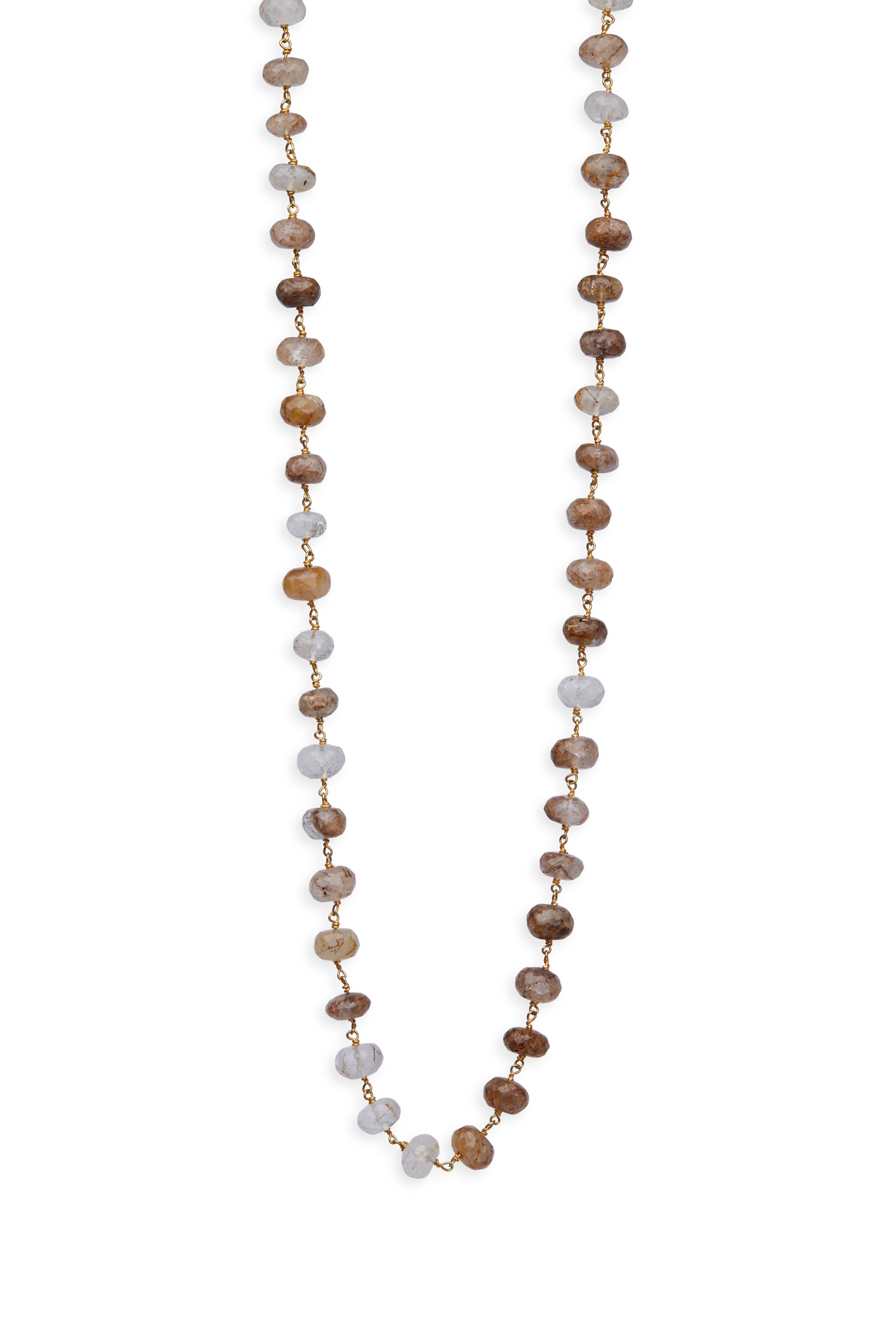 Emily & Ashley - Yellow Gold Rutilated Quartz Wire Wrap Necklace