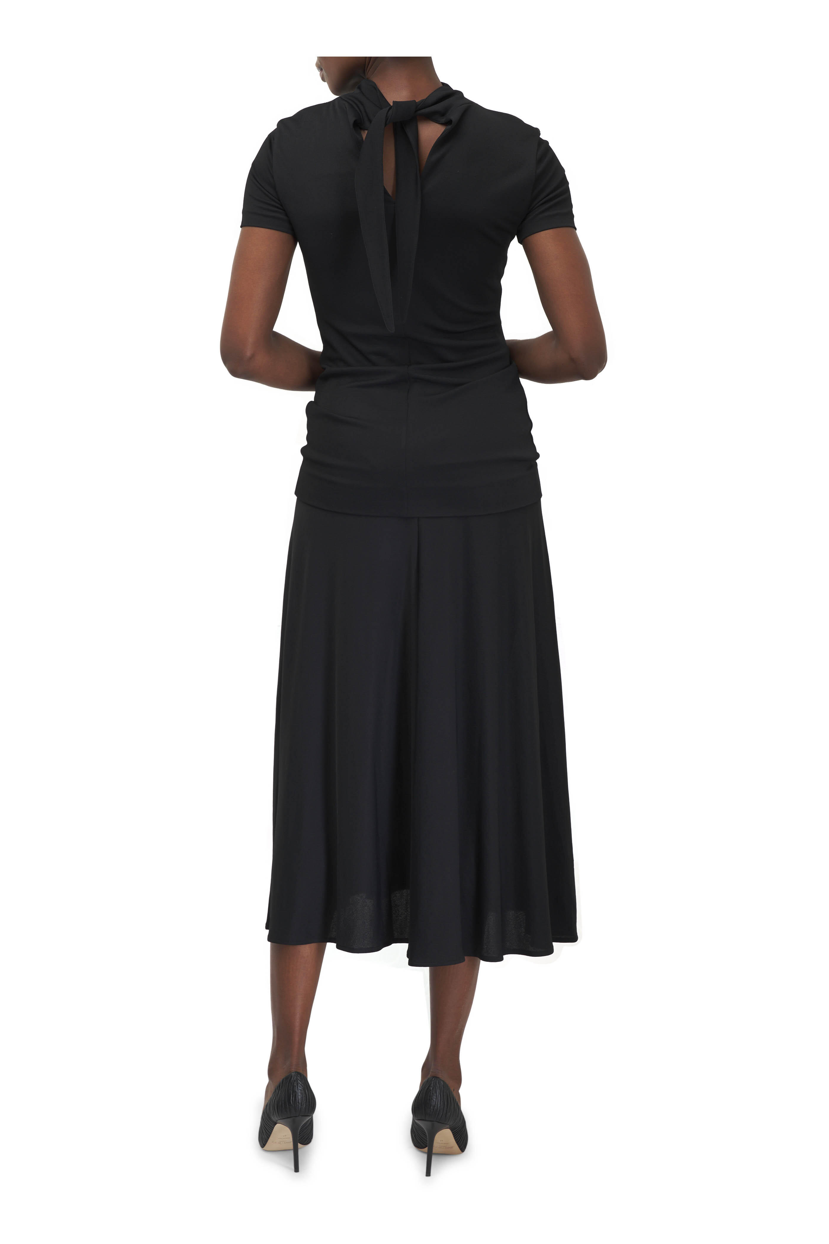 Jil Sander - Crepe Fluid Black Midi Dress | Mitchell Stores