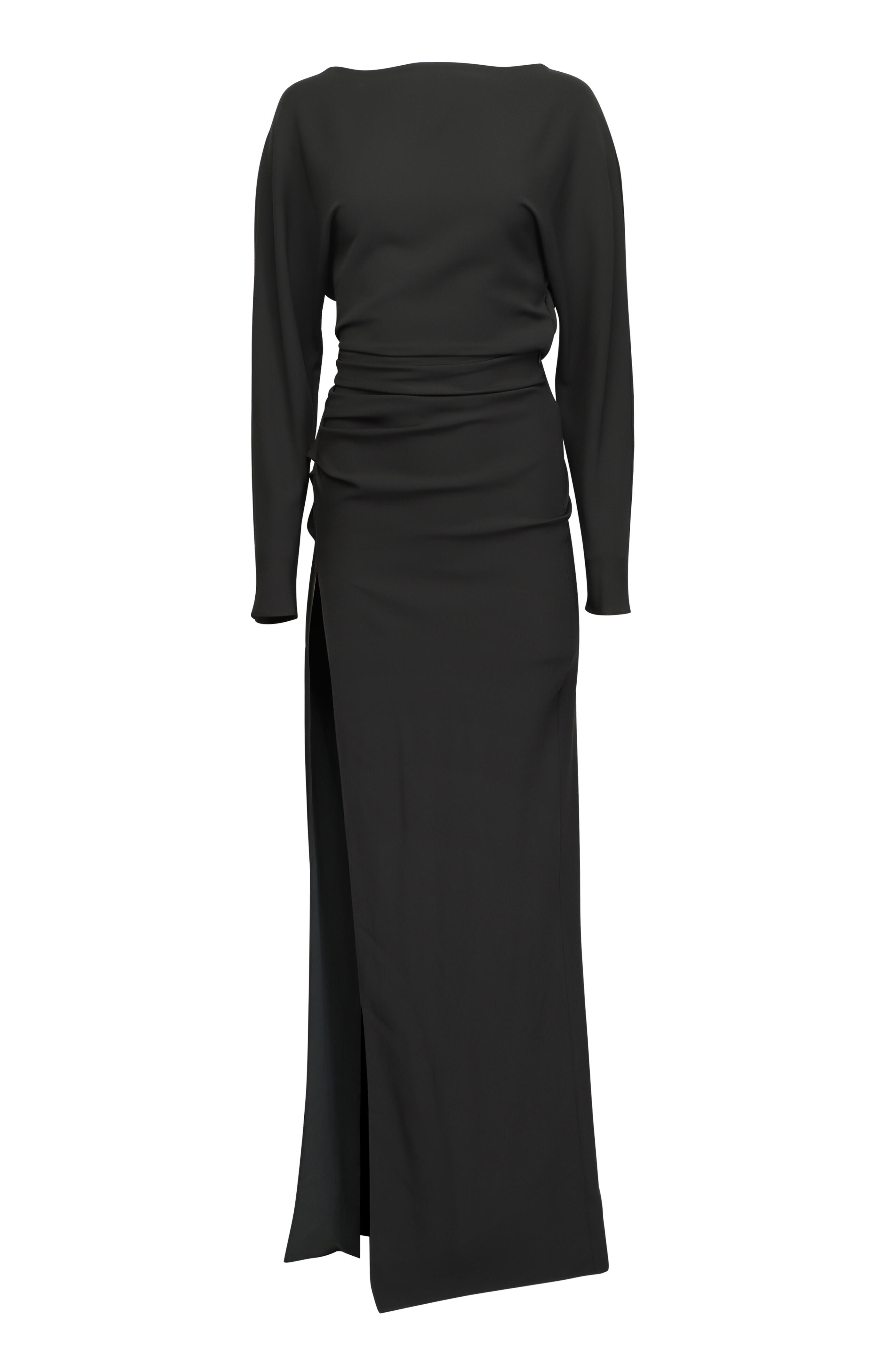 LaPointe - Drape Dark Green Ruched Maxi Dress