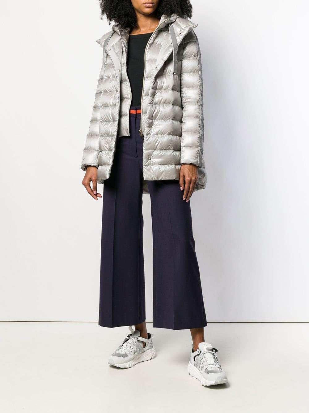 Herno - Silver Velvet Trim Hooded Puffer Jacket