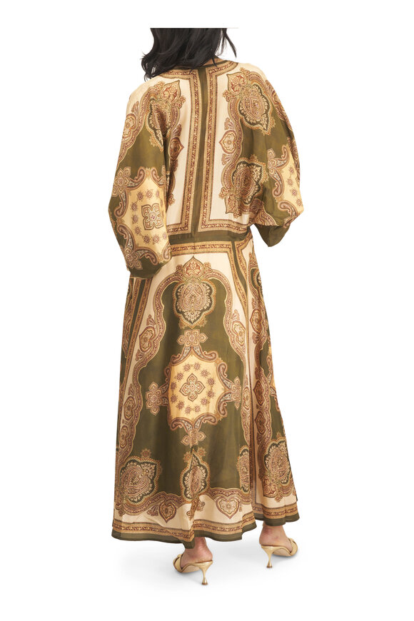 Zimmermann Mahon Olive Paisley Print Tunic Midi Dress - view 4
