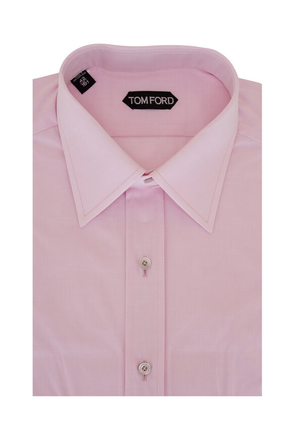 Tom Ford Solid Pink Cotton Dress Shirt 